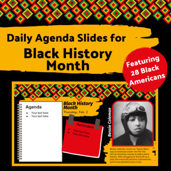 Preview of Black History Month Daily Agenda Slides, Noteworthy Black Americans