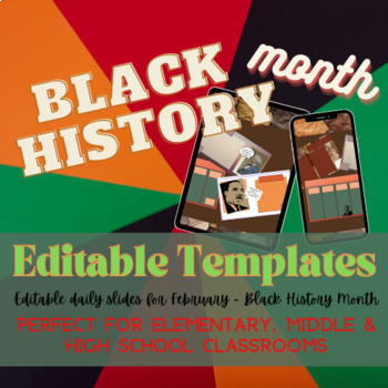 Preview of Black History Month Daily Digital Agenda Lesson Templates Editable