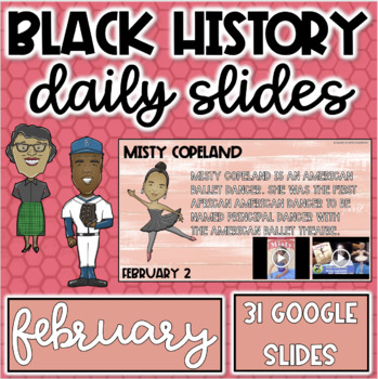 Preview of Black History Month Daily Slides | 1 Person With 2 Videos For Every Day