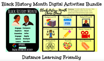 Preview of Black History Month Digital Activities Bundle: Hyperdoc & Choice Board Menu