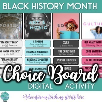 Preview of Black History Month:  Digital Choice Board Activity {7-12}