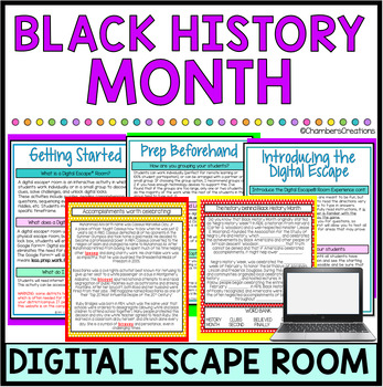 Preview of Black History Month Digital Escape Room February Teambuilding Breakout Game