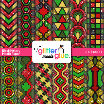 Preview of Black History Month Digital Paper Clipart: 12 Backgrounds Clip Art, Commercial