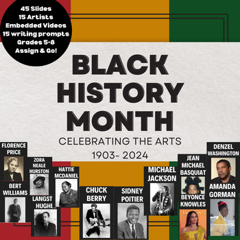 Preview of Black History Month Digital Resource: 45 GoogleSlides, 15 Texts, Video & Writing