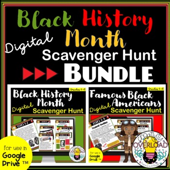 Preview of Black History Month Digital Scavenger Hunt BUNDLE/Google Slides & Forms