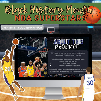 Preview of Black History Month, Digital Slides, NBA Biography - Middle School