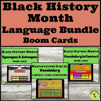 Preview of Black History Month Digital Task Cards Language Bundle Boom Cards