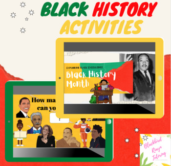 Preview of Black History Month Digital/Virtual Activities(Google Slides) Kamala Harris, MLK