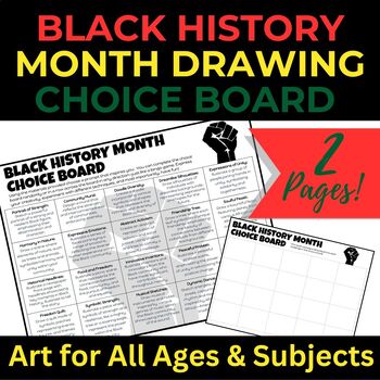 Preview of Black History Month Drawing Choice Board / Art Sketchbook Prompts