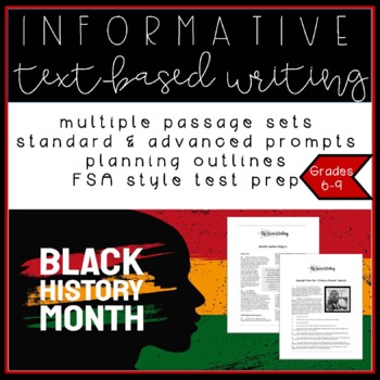 Preview of Black History Month ELA Informative Writing Test Prep Pack Grades 6-9