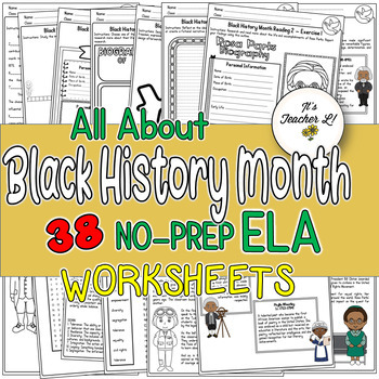 Preview of Black History Month ELA Worksheets (4th|5th|6th) |EASEL|GOOGLESLIDES|DIGITAL
