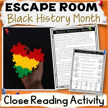 Preview of Black History Month Escape Room Reading Comprehension Passages and Questions