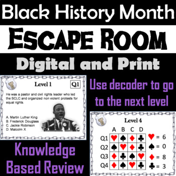 Preview of Black History Month Activity Escape Room - Famous African Americans