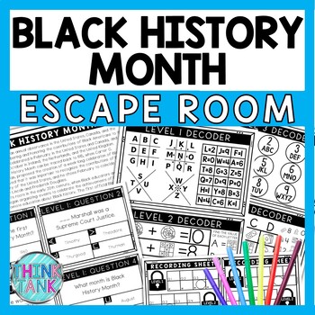 Preview of Black History Month Escape Room - Task Cards - Reading Comprehension