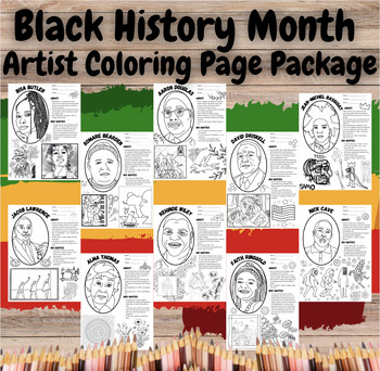 Preview of Black History Month: Celebrate Artists with Hand Drawn Coloring Pages & Slides