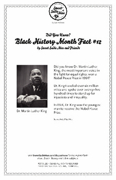Preview of Black History Month Fact #12 Character Education Activity Resource