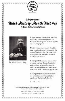 Preview of Black History Month Fact #13 Character Education Activity Resource