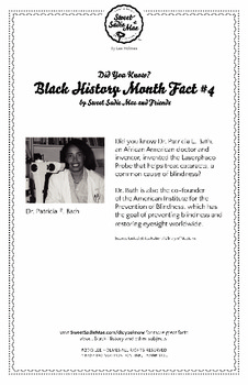 Preview of Black History Month Fact #4 Character Education Activity Resource