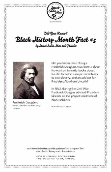Preview of Black History Month Fact #5 Character Education Activity Resource