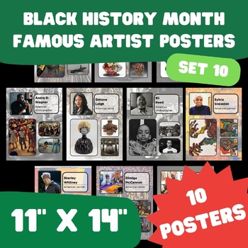 Preview of Black History Month - Famous Artist Posters - 11"x14" - Set 10
