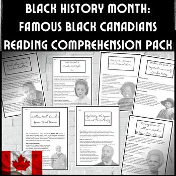 Preview of Black History Month: Famous Black Canadians Reading Comprehension Pack