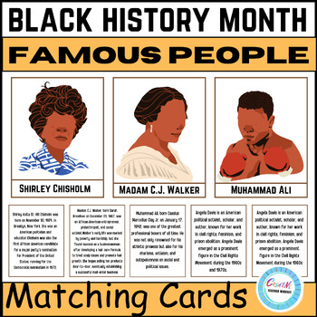 Preview of Black History Month Famous Figures Matching Cards,African american posters,craft