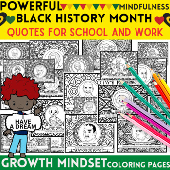 Preview of Black History Month Famous Leaders Quotes ,Mindfulness Coloring Sheets