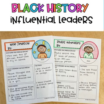 Preview of Black History Month - Famous Leaders Research