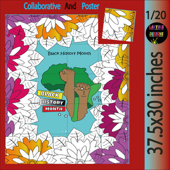 Preview of Black History Month February Collaborative  Coloring Poster Activities