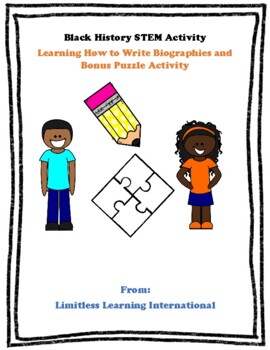 Preview of Black History Month Figures Biography Writing and Puzzle STEM Activity