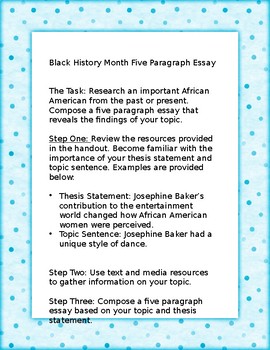 Black History Month Five Paragraph Essay