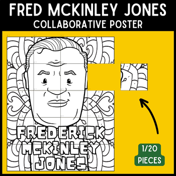 Preview of Black History Month Frederick McKinley Jones Collaborative Coloring Art Poster