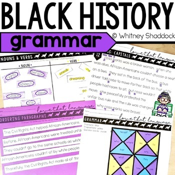 Preview of Black History Month 1st Grade Grammar Practice Worksheets & Language Activities