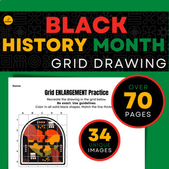 Preview of Black History Month Grid Drawing - ASB / Art Worksheets - Sub Friendly - No Prep