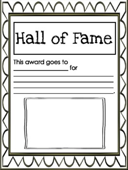 Preview of Women's History Month Hall of Fame Award Template