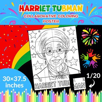 Preview of Black History Month: Harriet Tubman Collaborative Coloring Poster.