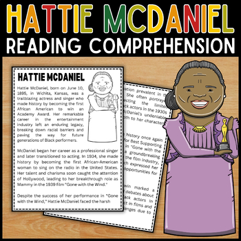 Preview of Black History Month Hattie McDaniel Reading Comprehension & Questions | BHM