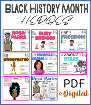 Preview of Black History Month - Heroes Reading Comprehension - Phonics Spelling Vocabulary