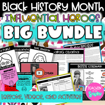 Preview of Black History Month Heroes lessons, bulletin board, Activities BHM BUNDLE