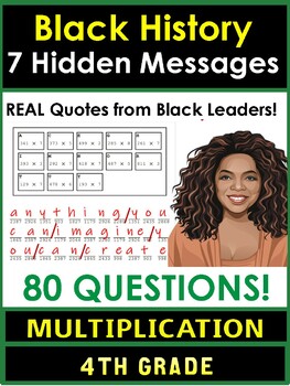 Preview of Black History Month Hidden Message Math:  Gr 4/5 - Quotes by Famous Leaders