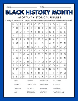 Black History Month: Historical Figures Word Search & Answer Key (100 ...
