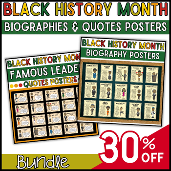 Preview of Black History Month Icons Biography & Quotes Posters Bundle 30% OFF