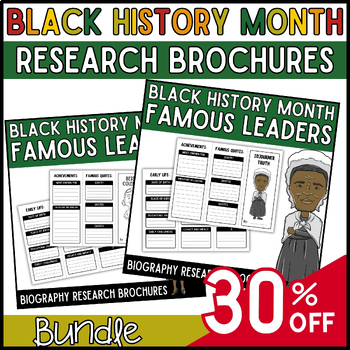 Preview of Black History Month Icons Biography Research Project Brochures Bundle 30% OFF