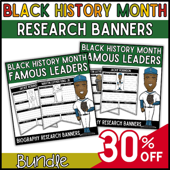 Preview of Black History Month Icons Biography Research Project Banners Bundle 30% OFF