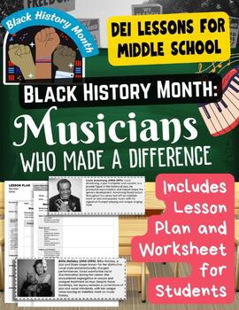 Preview of Black History Month Important African American Musicians Singers DEI ELA Lesson