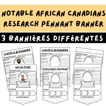 Preview of Black History Month In French - Black Canadians Pennant Banner Project