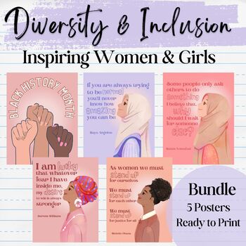 Preview of Black History Month Posters - Diversity Girls Poster Bundle