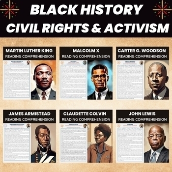 Preview of Black History Month Civil Rights & Activism Reading Comprehension Activities