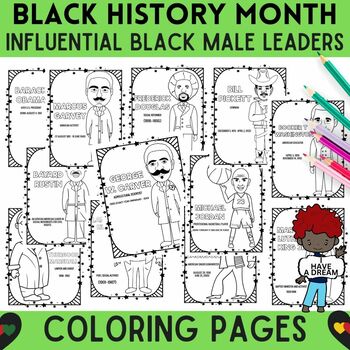 Preview of Black History Month Influential Black Male Leaders Coloring Pages