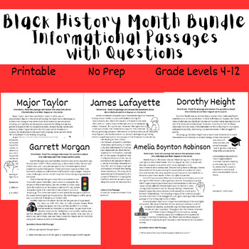 Preview of Black History Month Activities - Info Texts w/ Questions - Printable or Digital